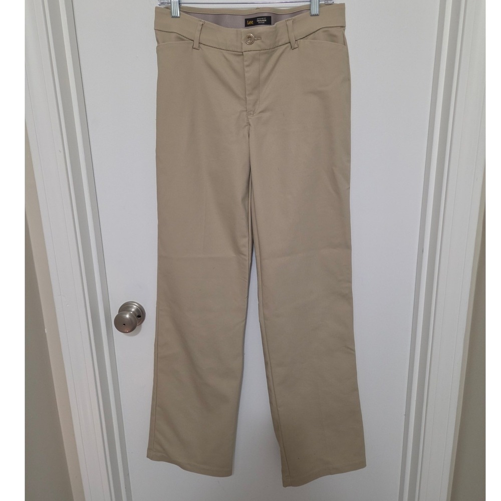 Lee Flex Motion Regular Fit Trouser Mid Rise Khaki Tan Pants 8 Long